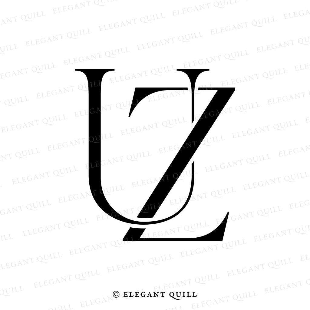 wedding monogram design, UZ initials