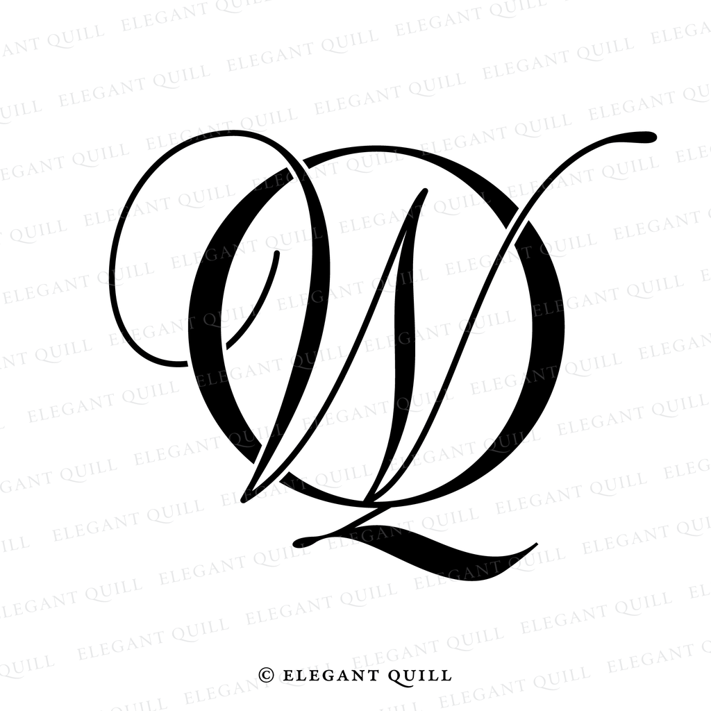 wedding monogram design, WQ initials