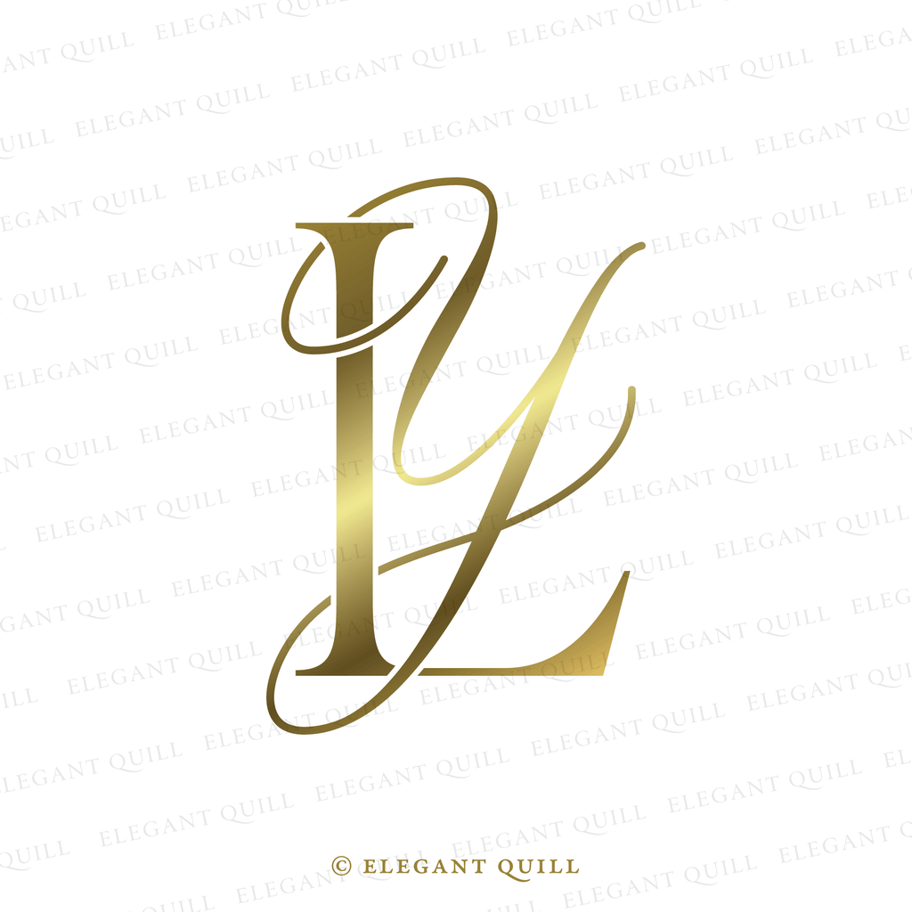 Wedding Monogram Logo, UY Initials – Elegant Quill