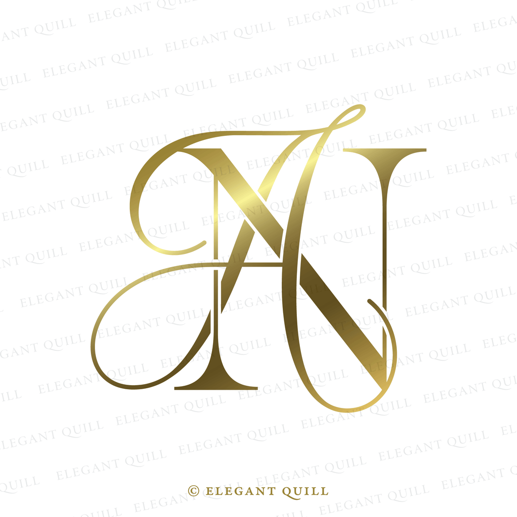 wedding monogram logo, AN logo gold