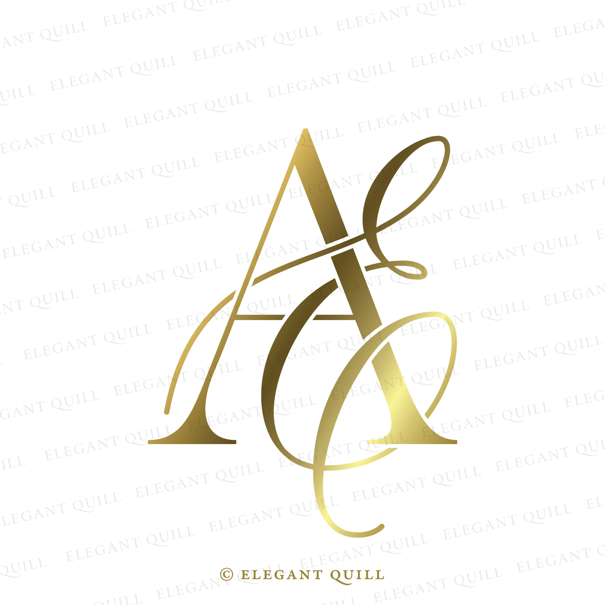 Wedding Monogram Logo, EA Initials – Elegant Quill