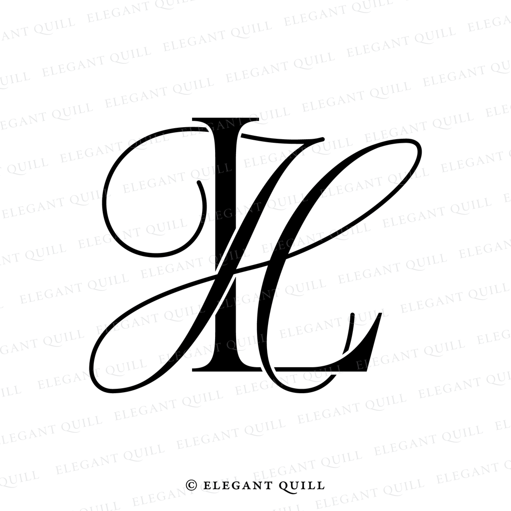 Hl Initals Wedding Monogram Logo, HL Initials – Elegant Quill