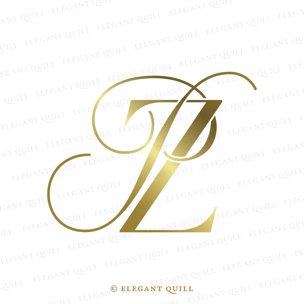 wedding monogram logo, PZ initials