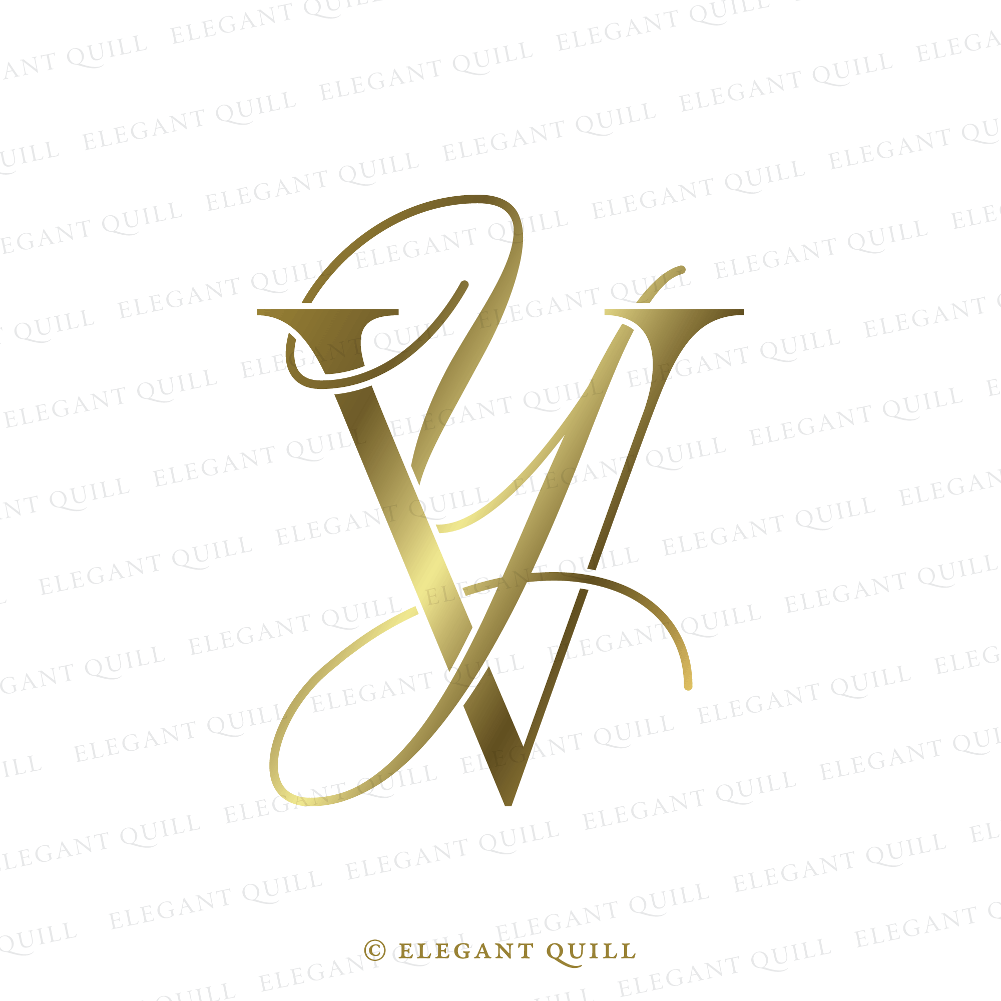 wedding monogram logo YV initials gold