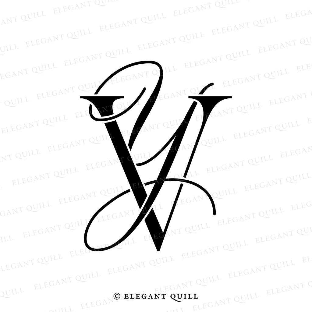 wedding monogram logo, YV initials